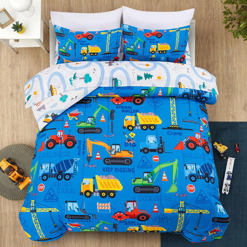 Holawakaka Trucks excavator comforter twin shows cozy warmth for bedtime and play