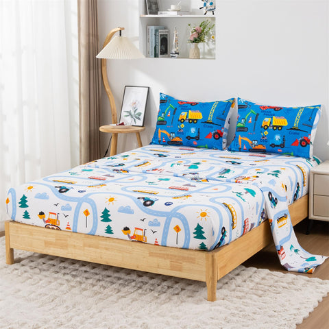 Holawakaka Trucks twin bedding dimensions fit standard twin beds