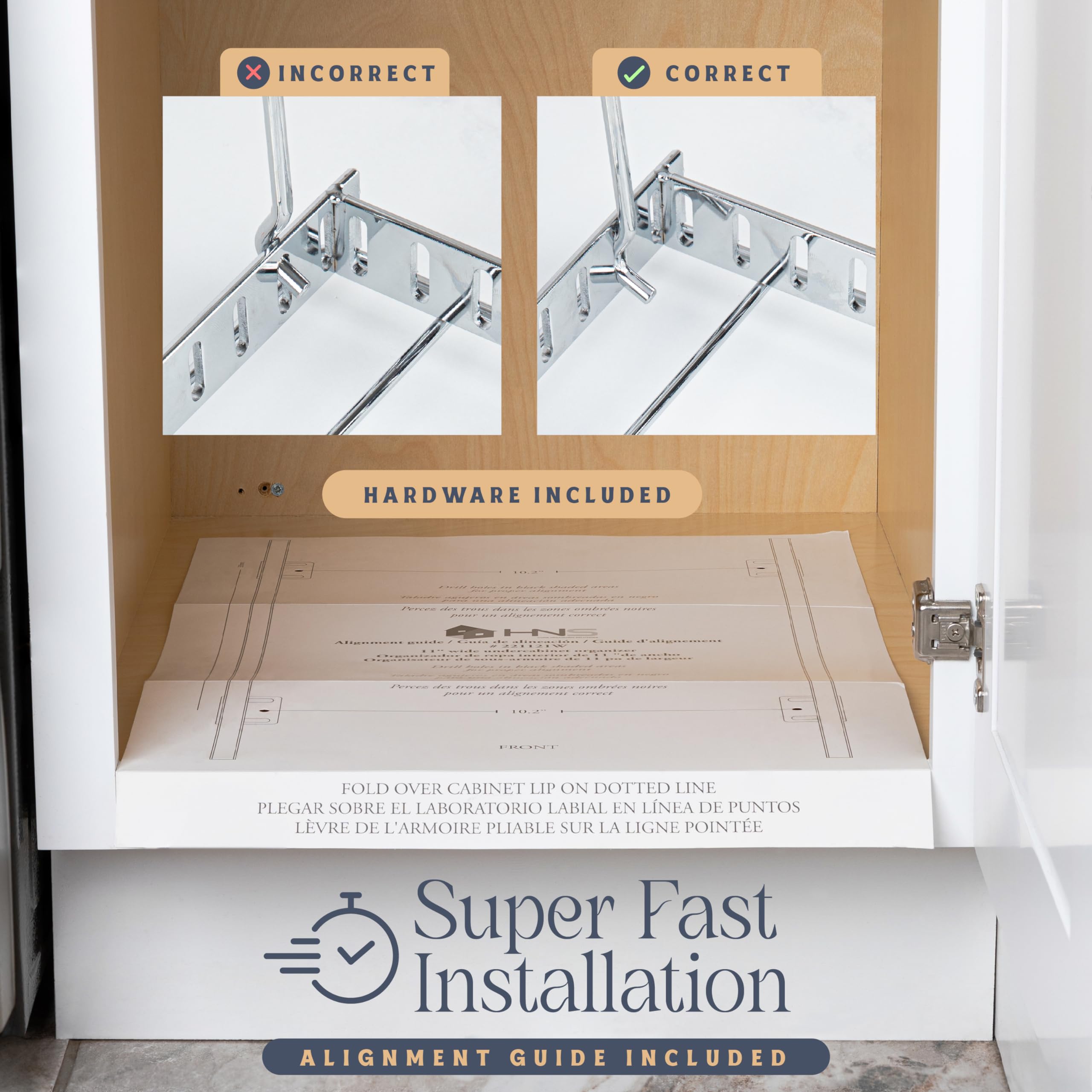HOLDN’ STORAGE fits 12-inch-plus cabinet openings for flexible layouts.