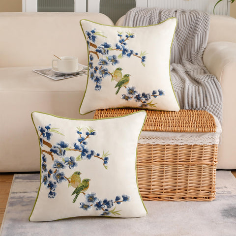 Holibeat peach blossom motif pillow cover 18x18 inches enhances spring ambiance.