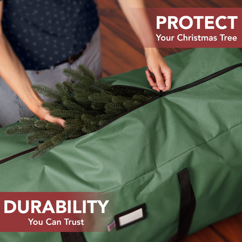 Holiday Cheer heavy-duty bag with reinforced handles and zipper.