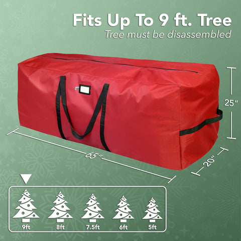Holiday Cheer reinforced handles simplify carrying large holiday decor after setup.