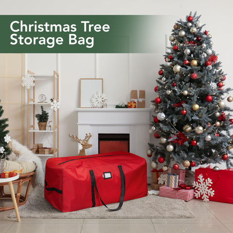 Holiday Cheer waterproof bag shields contents from moisture in basements and garages.