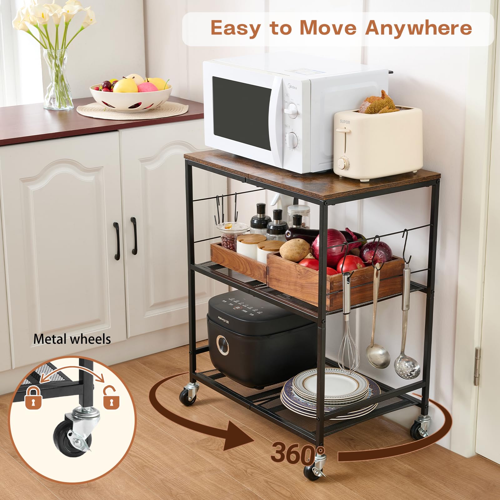 Holismo three-tier storage keeps daily essentials neatly organized.