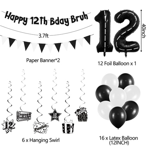 Holkcog 16pc 12th birthday balloons create festive ceilings and photo moments.