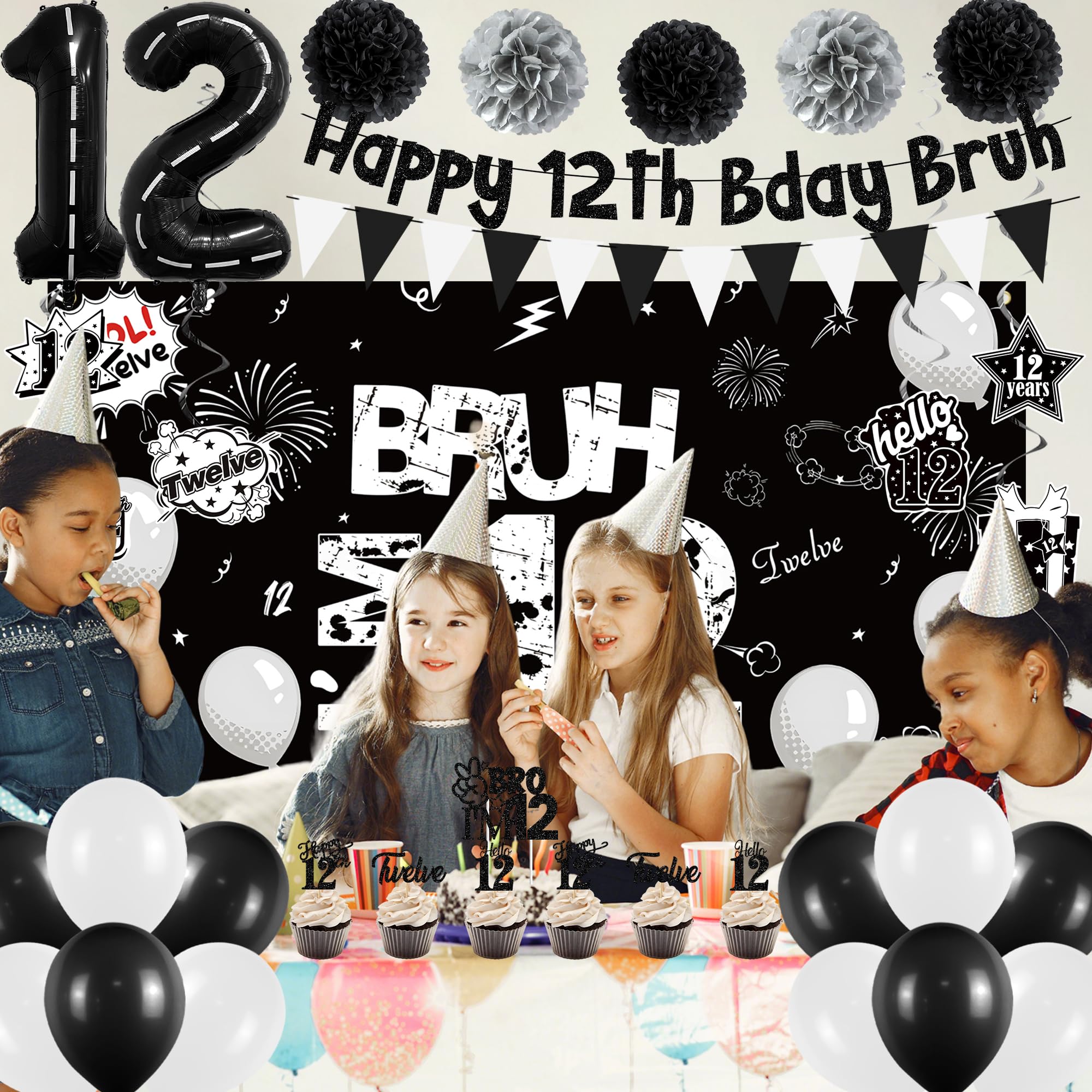 Holkcog 12th birthday card spiral hangers create playful wall depth.