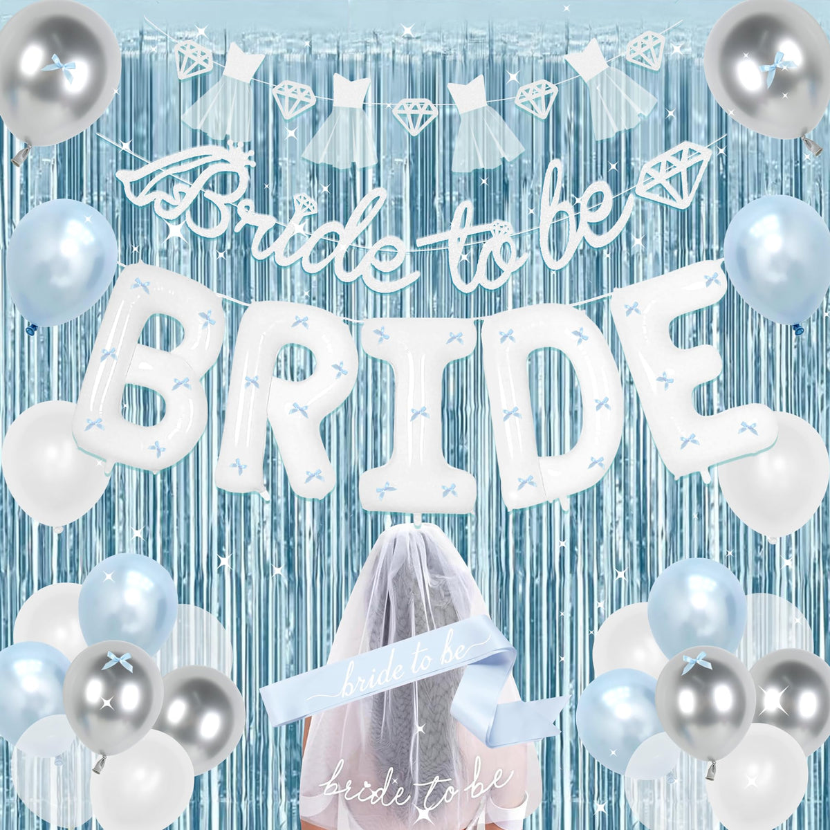 Holkcog blue bachelorette banner for Bride to Be, ideal for festive photos