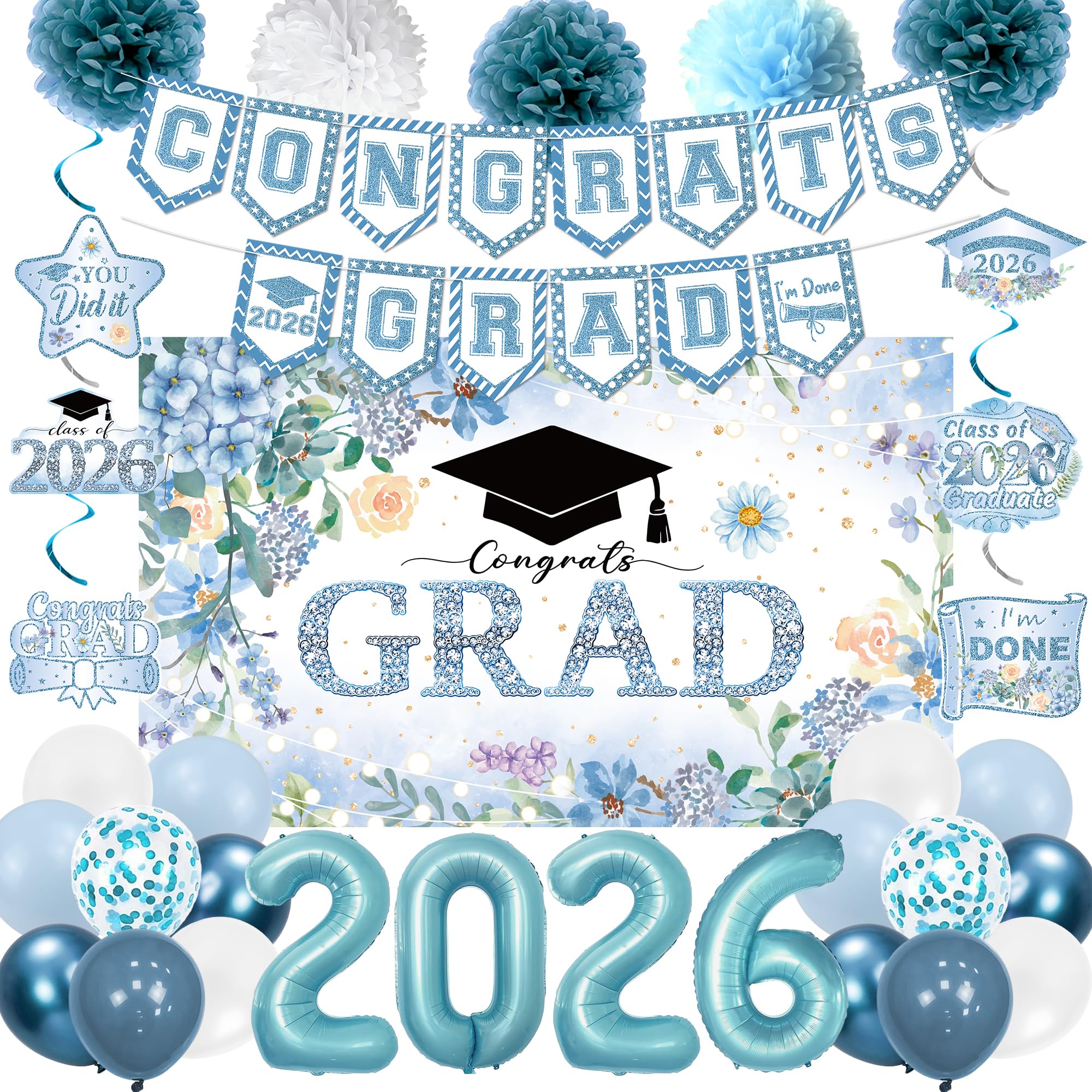 Holkcog class of 2026 blue backdrop enhances graduation photo setups