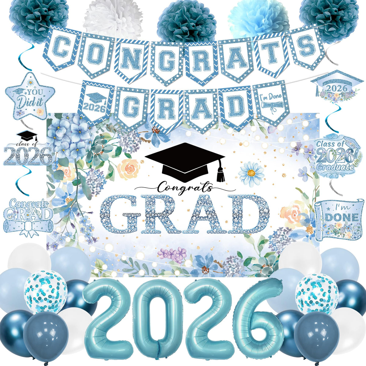 Holkcog class of 2026 blue backdrop enhances graduation photo setups