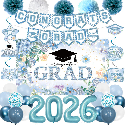 Holkcog class of 2026 blue backdrop enhances graduation photo setups