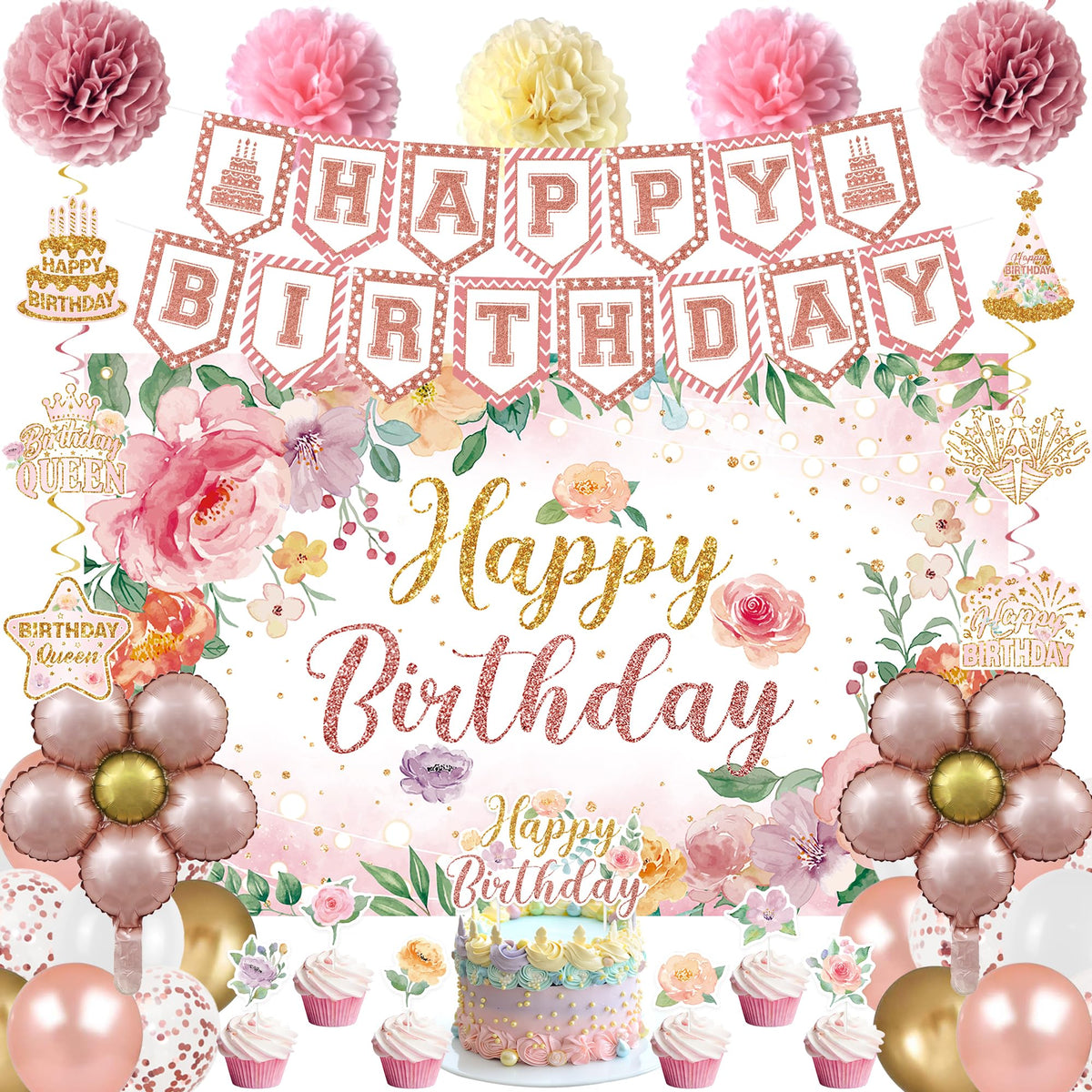 Holkcog flower birthday background, ideal photo backdrop for garden parties.