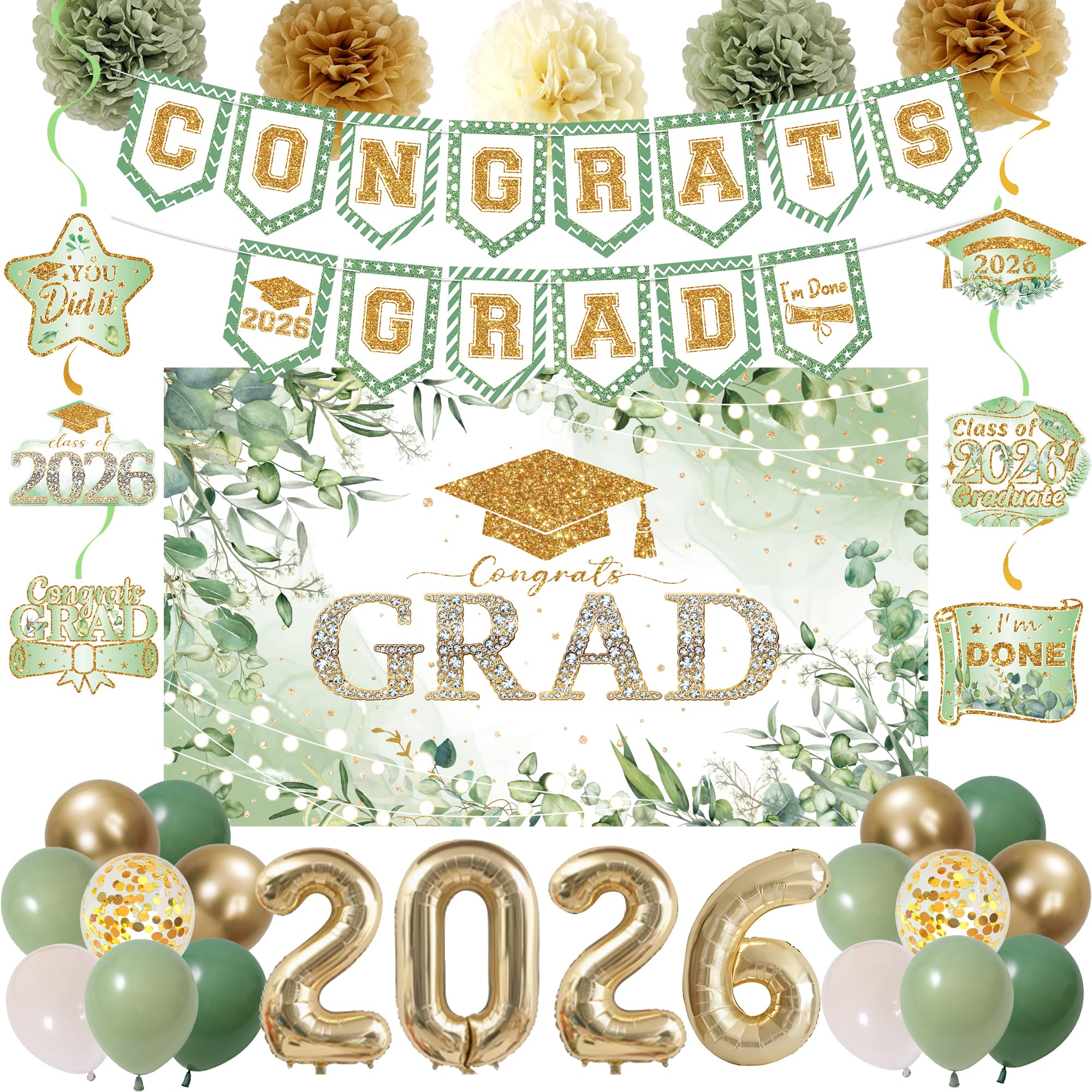 Holkcog green leaf graduation backdrop for vibrant 2026 photos.