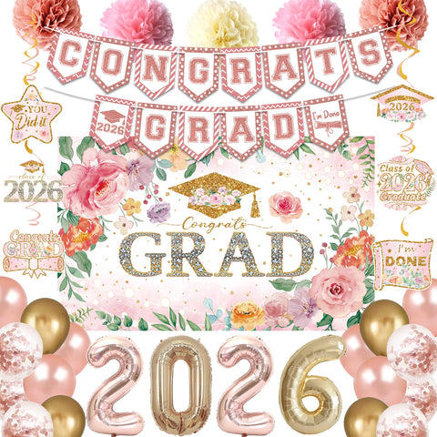 Holkcog pink floral graduation backdrop for photo-worthy moments