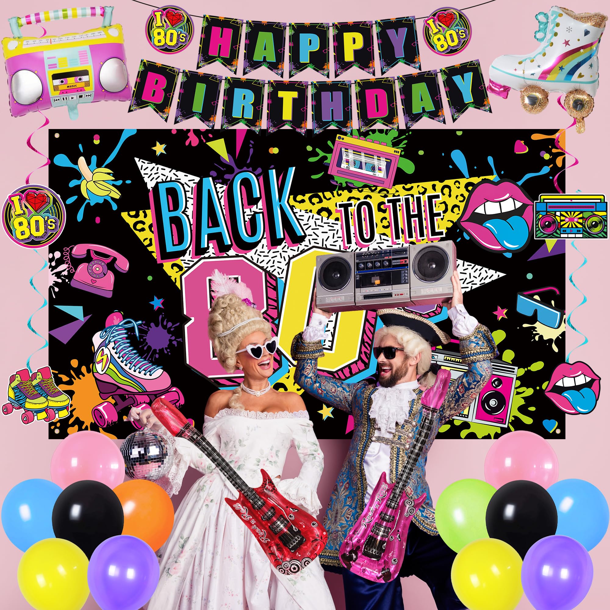 Holkcog pink guitar balloon adds vibrant retro energy to decor