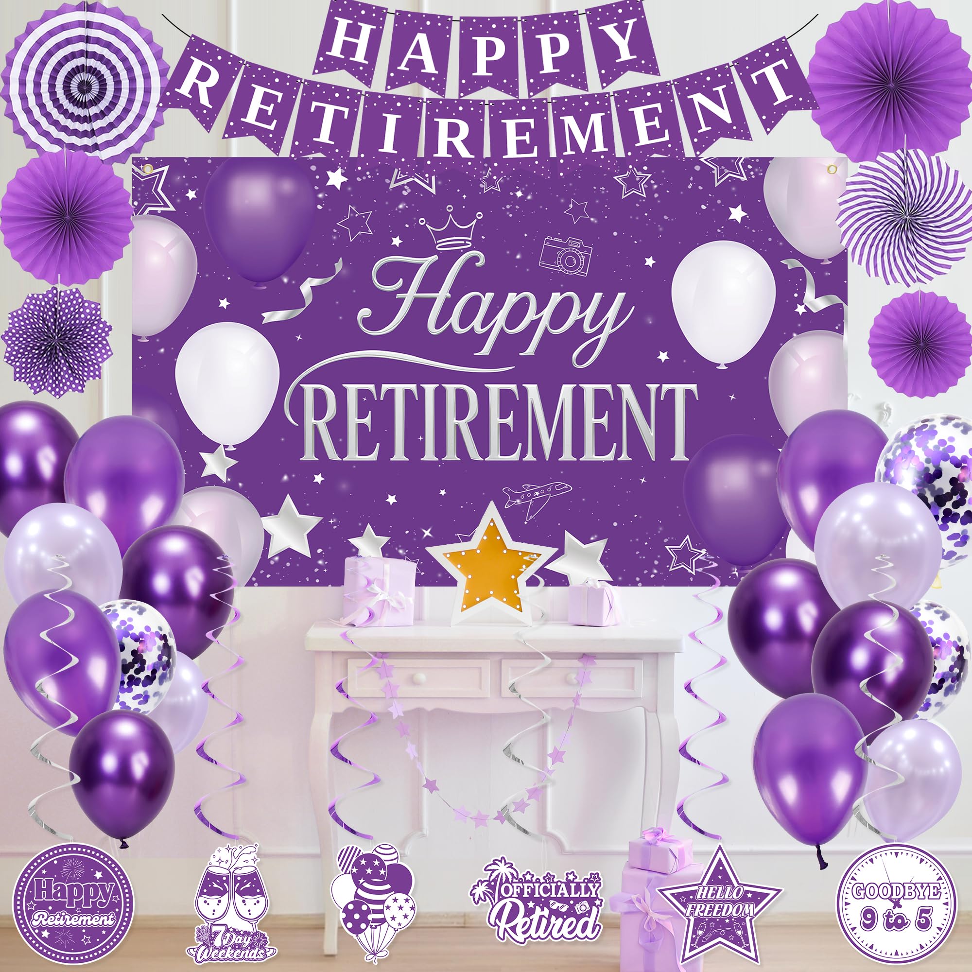 Holkcog retirement party setup shows how items combine for a themed look