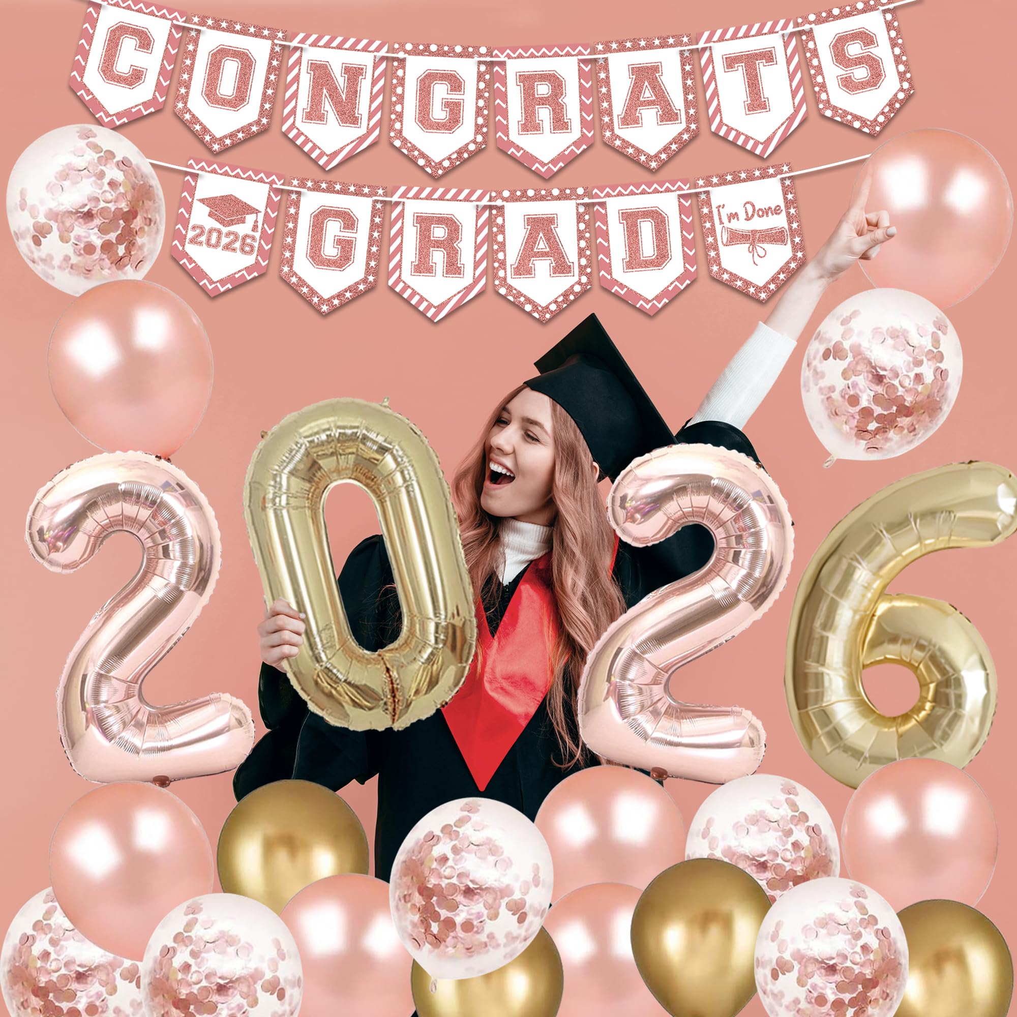 Holkcog rose gold 2026 balloons add glamorous celebratory vibe