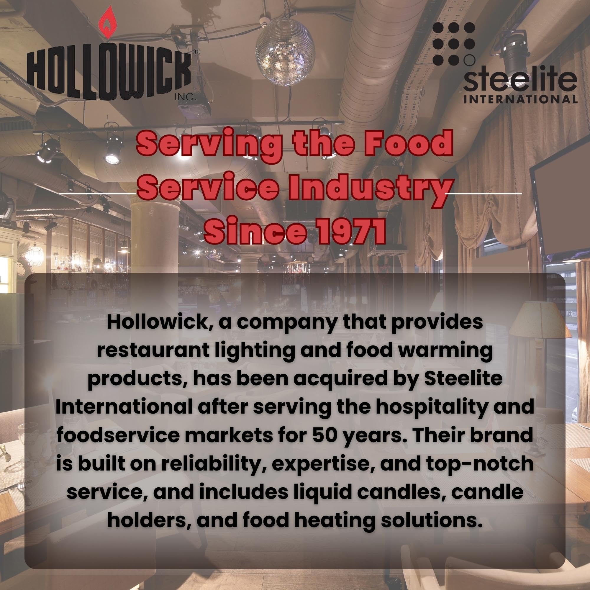 Clean burn with no melted wax mess from Hollowick fuel cells.
