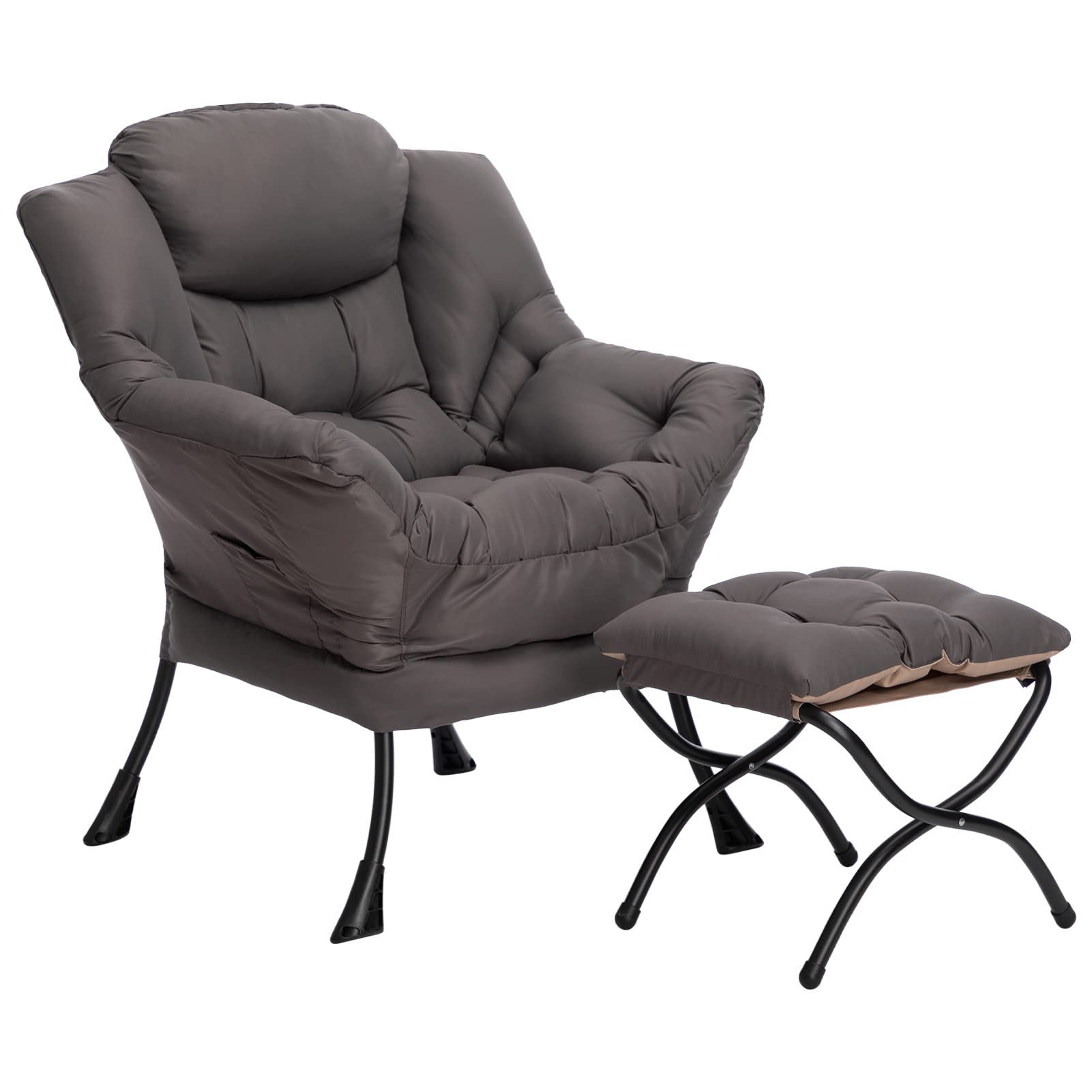 HollyHOME Lazy Chair with foldable ottoman offers foot support and relaxation