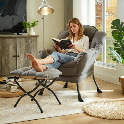 HollyHOME Lazy Chair foot stool detachable demonstrates versatile seating options