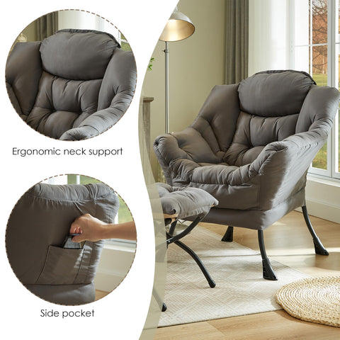HollyHOME Lazy Chair side pocket keeps remotes and phones within reach