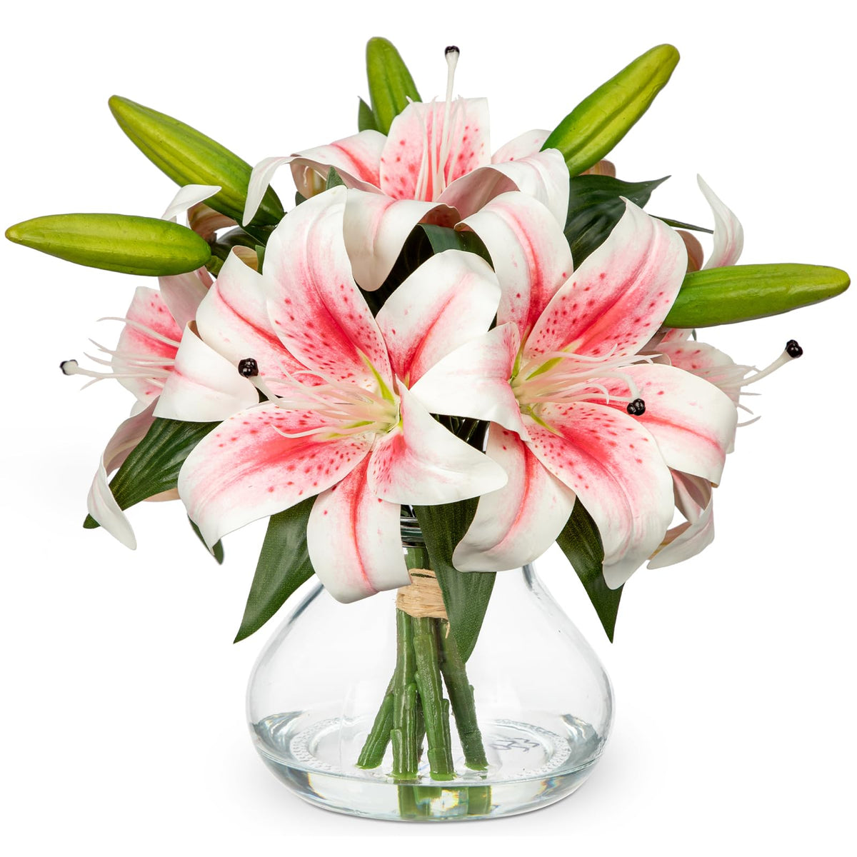Hollyone tiger lily real touch with vase creates an elegant home centerpiece