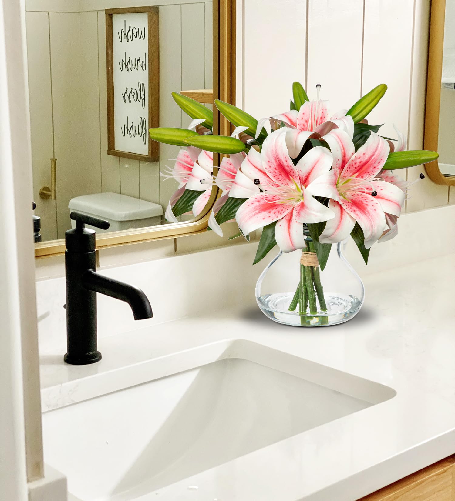 Hollyone faux water in vase adds lifelike realism to display
