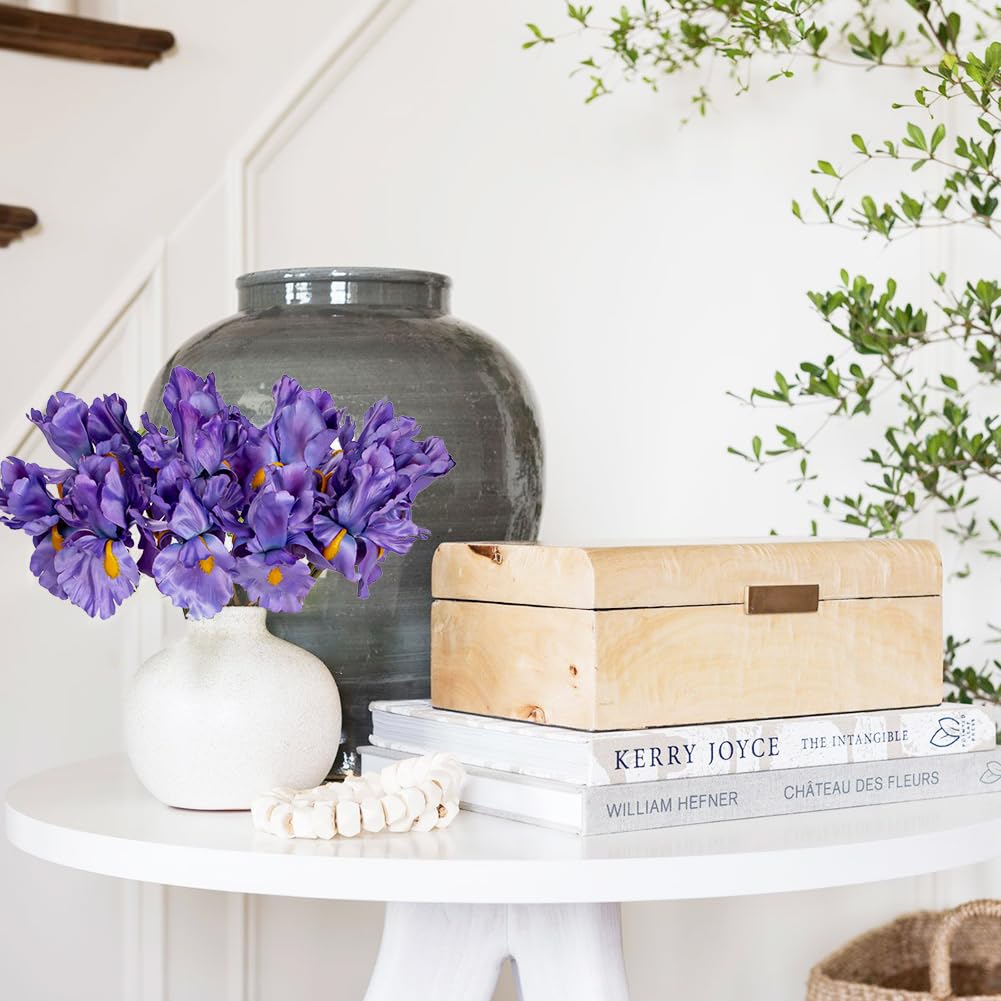 Hollyone handmade iris flowers create realistic layering for wedding arches and tables.