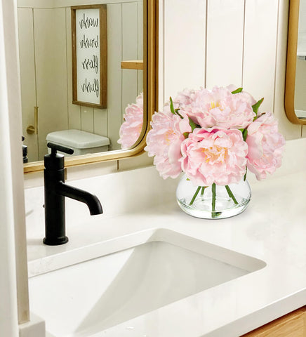Hollyone six-head silk peony arrangement provides a lush, full display.