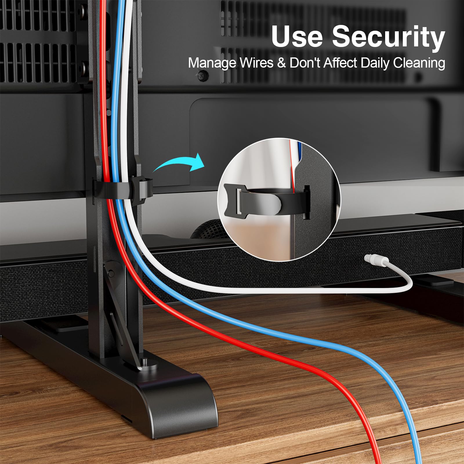 HOLMAXD universal TV stand anti-slip pads illustrate soundbar stability in use.