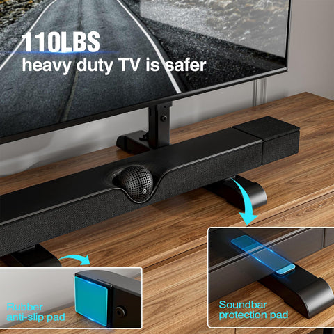 HOLMAXD universal TV stand height-adjustments side view highlights flexible height options.