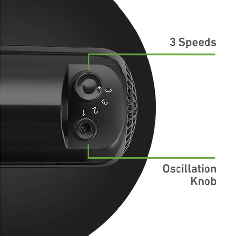 Holmes 12in fan tilt-head directs airflow toward you.