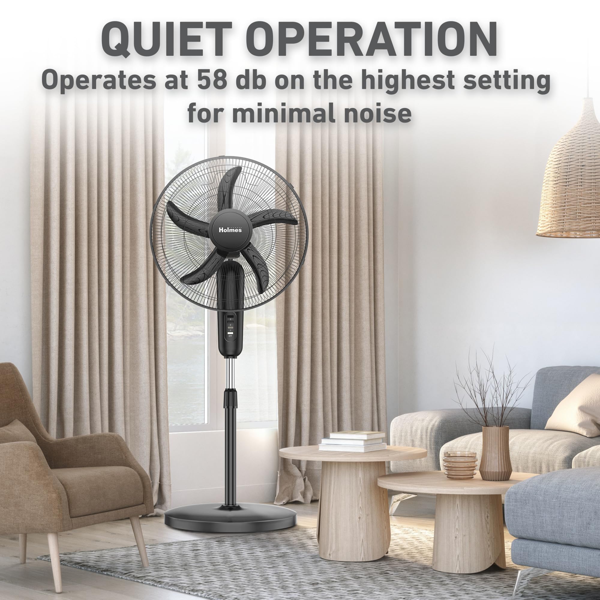 HOLMES adjustable height from 43 to 50 inches for versatile placement