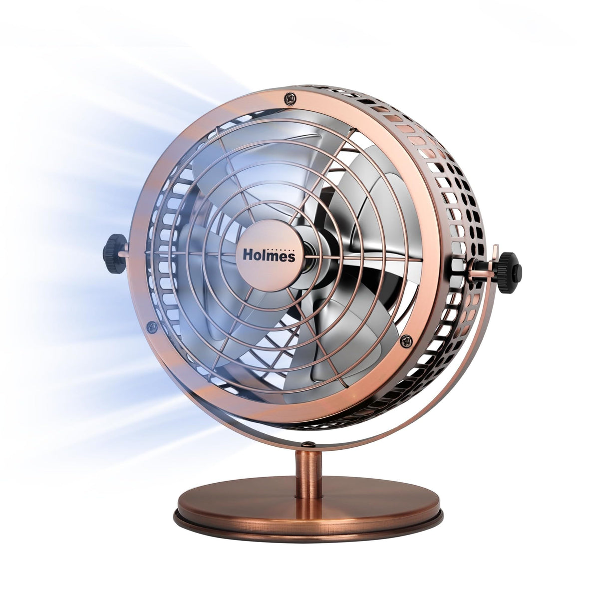 HOLMES 6-inch Heritage table fan in brushed copper for personal cooling and room ambiance