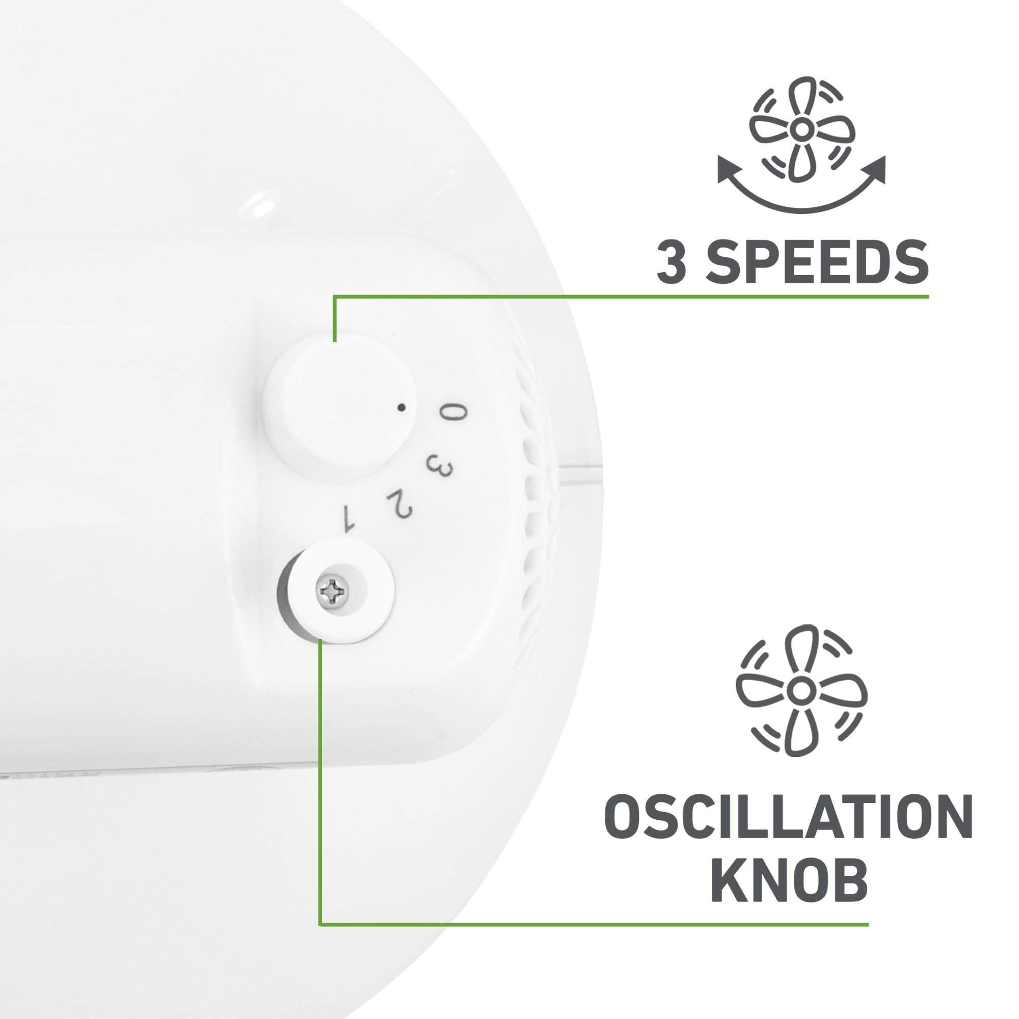 Holmes tilt-head adjusts airflow toward seating or workspace.