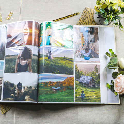 Holoary photo album 4x6 layout fits five photos per page for easy storytelling.