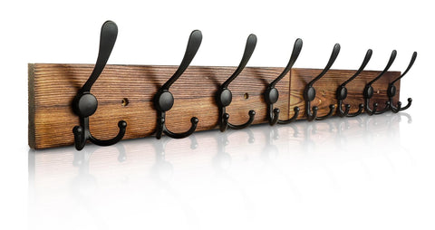 Homagic coat rack wall mount in burnt brown blends rustic style with practical storage.