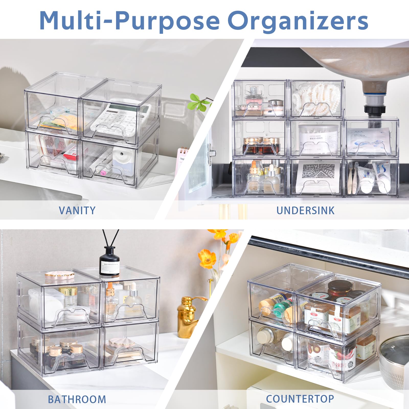 Homaigie acrylic storage drawers ideal for makeup display and easy access.