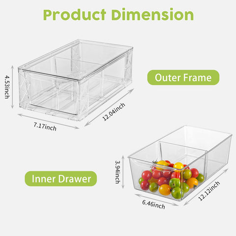 Homaigie clear fridge drawer organizer, keeps snacks visible and easily accessible.