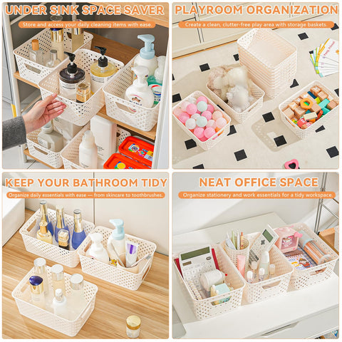 Homaigie smooth-edge baskets protect surfaces while storing daily essentials.