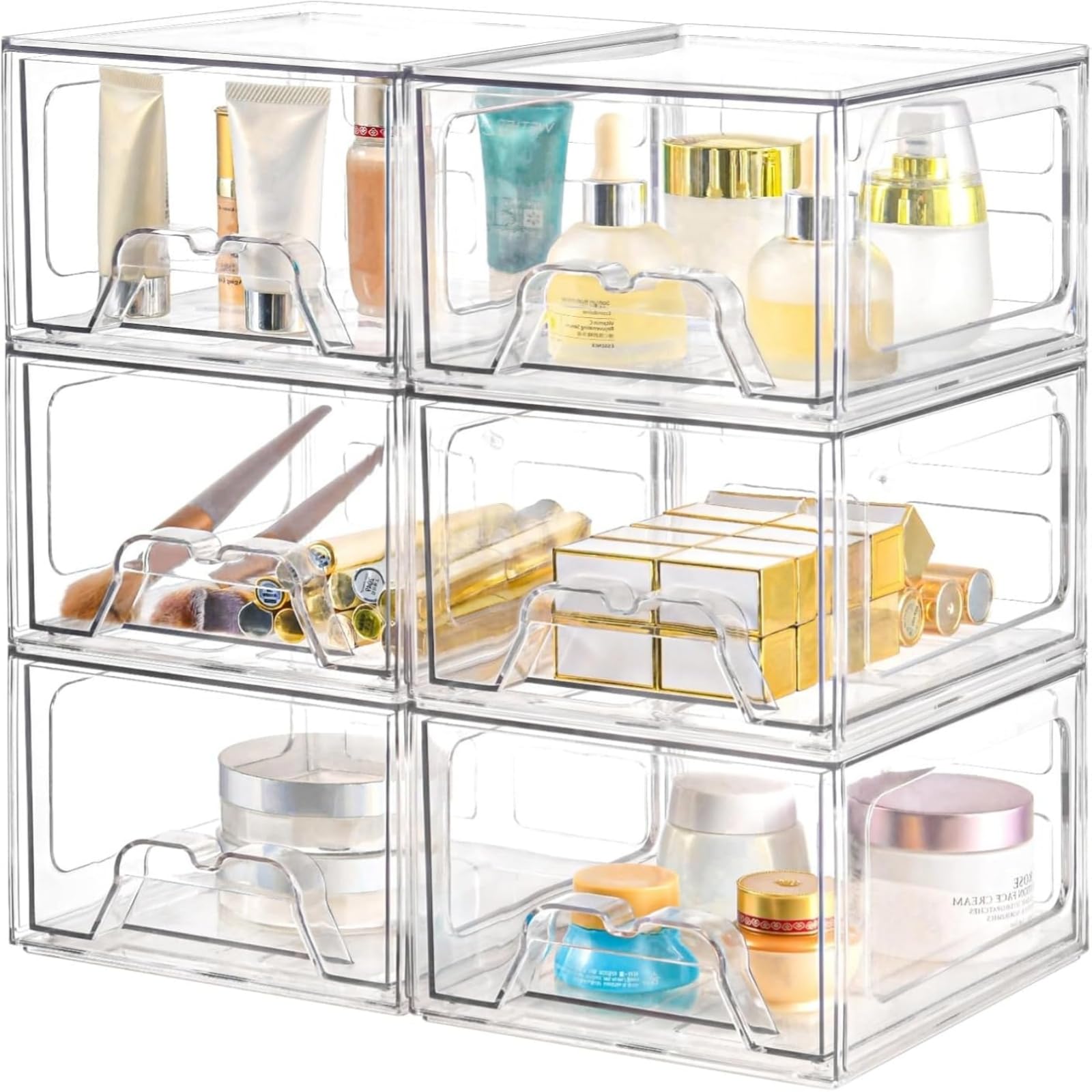 Homaigie six-pack plastic drawers stacked for compact closet organization.