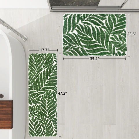 Homantic leaf bath mat 47 inches on floor for quick-drying convenience.