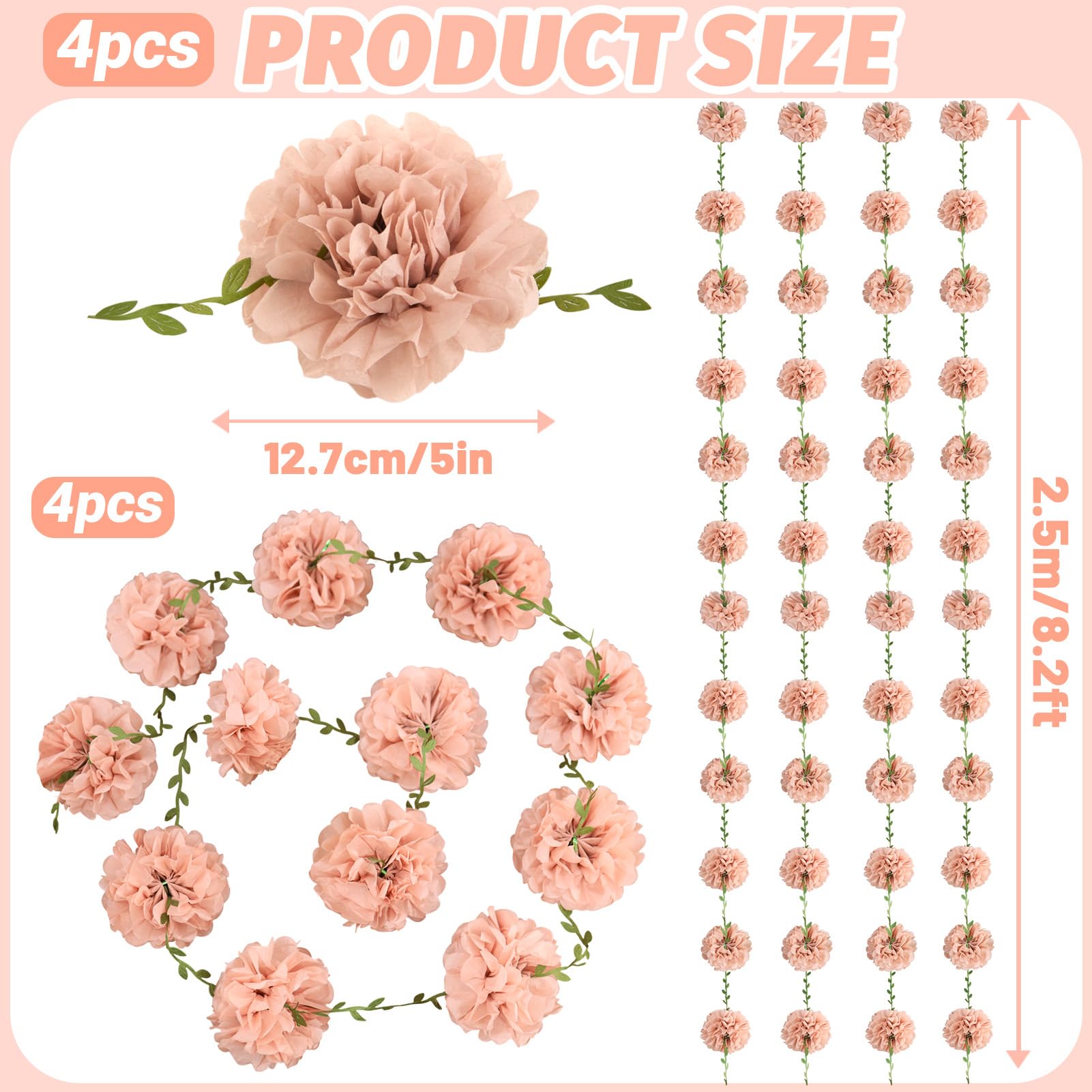 Homarkable 2-5-meter garland pack creates flexible decor layers for birthdays and weddings.