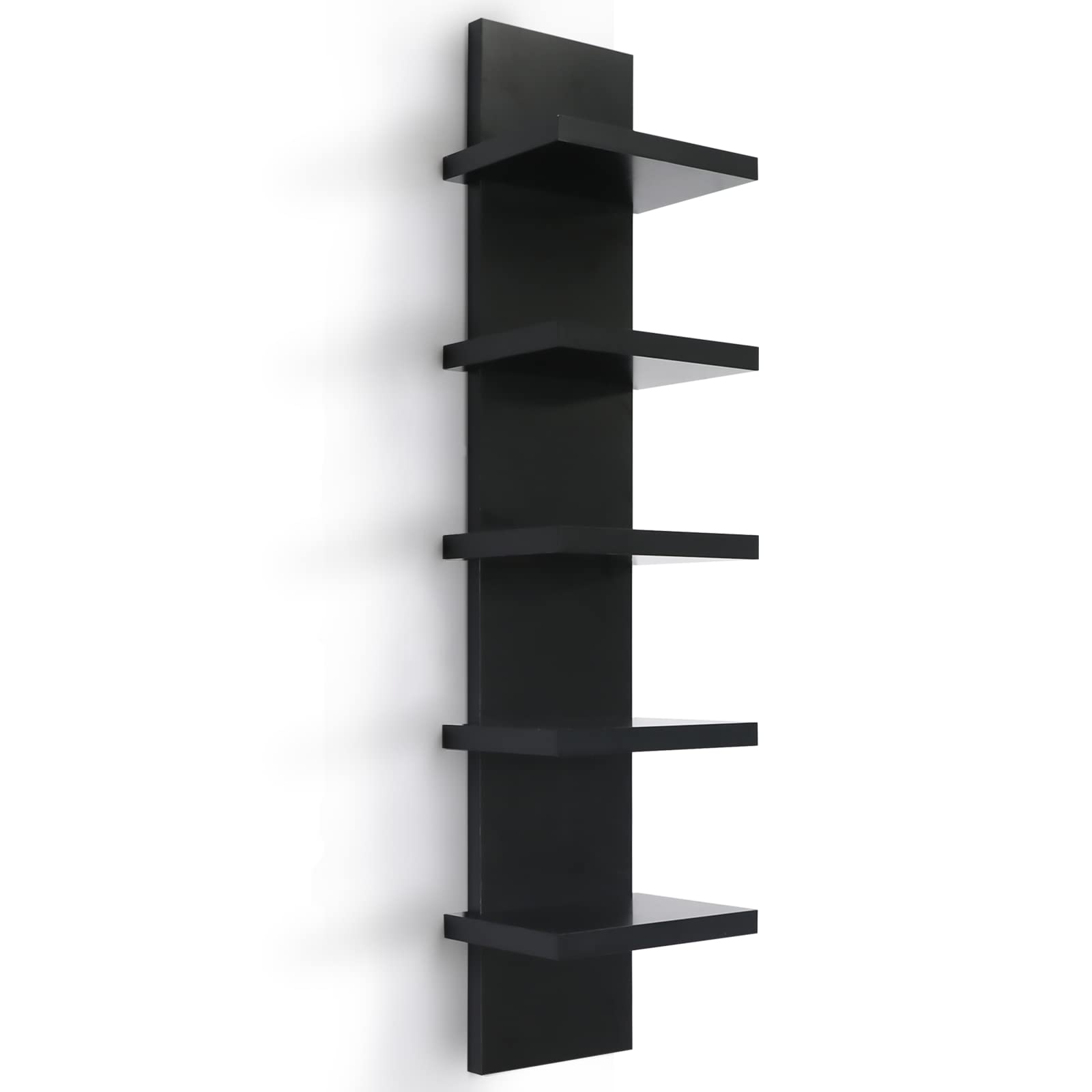 Homaterial 5-tier vertical wall shelf for space-saving storage in a modern home.