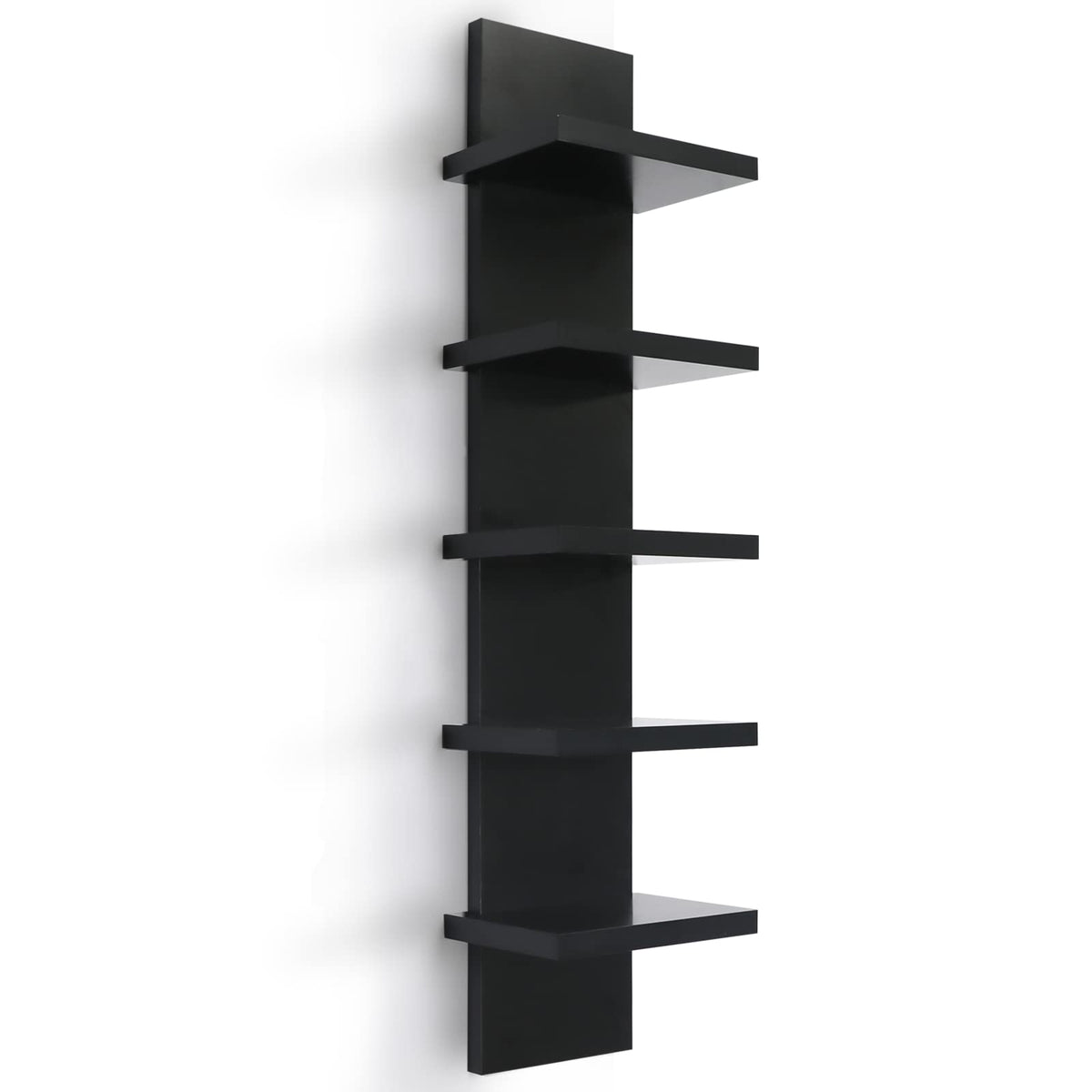 Homaterial 5-tier vertical wall shelf for space-saving storage in a modern home.