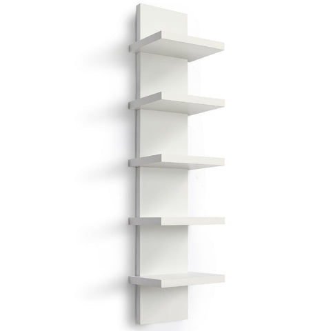 Homaterial 5-tier white wall shelf, front view, ideal for organized display
