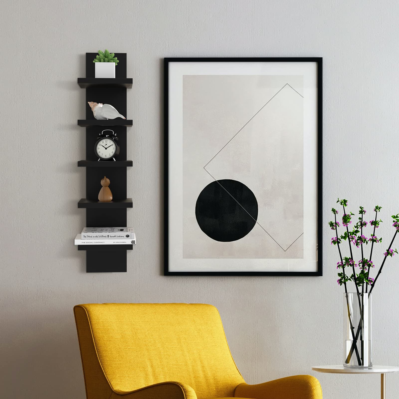 Homaterial shelf organizes kitchen jars and spices within easy reach.
