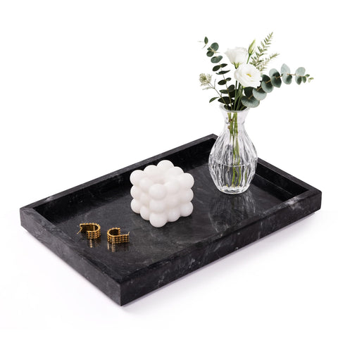 Homaura marble bathroom tray showing gray-black veins on a clean surface