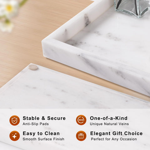 Homaura marble tray for dresser shows unique veins and adds luxury to decor