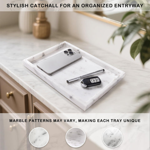 Homaura decorative marble tray enhances home decor across bathroom and entryway