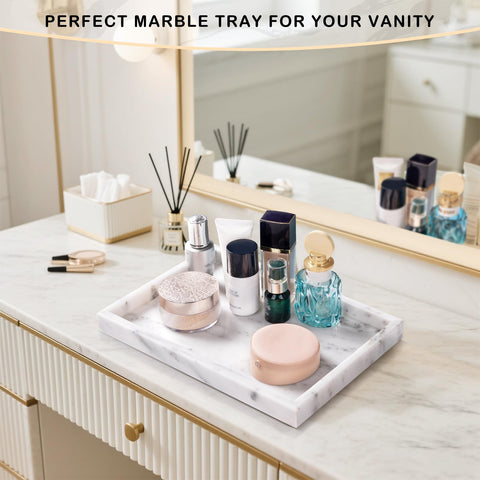 Homaura marble catchall tray perfect for candles, perfumes, and small decor